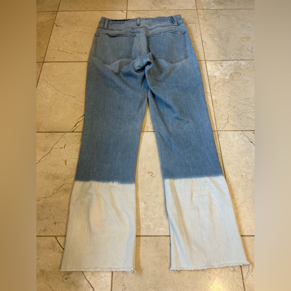 Frame Denim London LA, Blue Gradient Flare Jeans, Le High Straight, Sz 4 - Picture 7 of 15